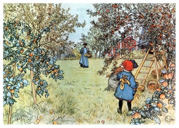 カール・ラーソン Painting - リンゴの収穫 1903年 カール・ラーソン